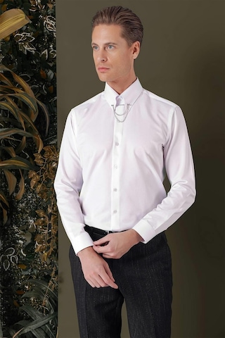 Efor Gk 710 Slim Fit Beyaz Klasik Gömlek Beyaz
