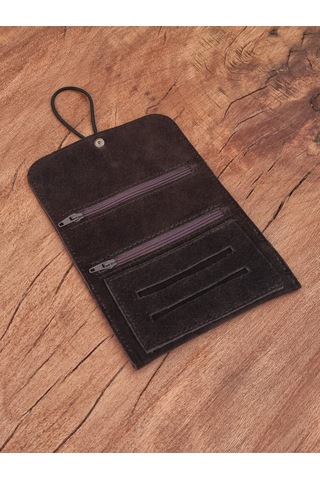 Tütün Kesesi Cüzdan Tütünlük Gerçek Süet Deri Açık Boyut: 13cm 19cm Kapalı Boyut: 7cm 13cm