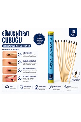 Gümüş Çubuğu 10 Adet Tek Kullanımlık Medikal Uygulama Çubuğu