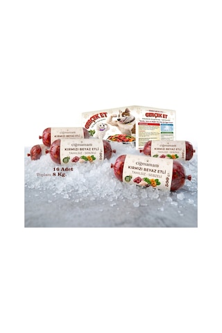 Kırmızı Ve Beyaz Etli Barf Köpek Maması 8 Kg - 500 G X 16