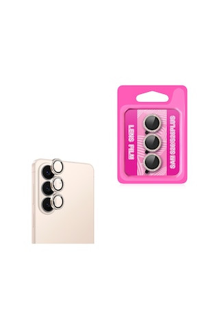 Maks Technology Galaxy Uyumlu S26 Plus Mkst Cl-06 Parlak Taşlı Kamera Lens Koruyucu - Pembe-gold Pembe Gold