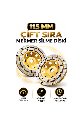 Çift Sıra 115 Mm Elmas Mermer Silme Diski Avuç Taşlama