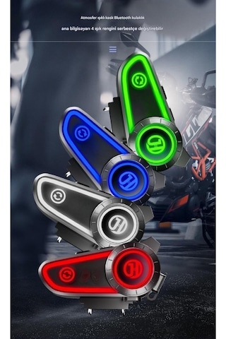 Motosiklet Kask Kulaklığı Bluetooth Mikrofon Stereo Kulaklık Intercom Rgb Işık Motorsiklet Interkom