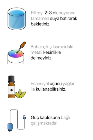 300 Ml Ulrasonik Ledli Hava Nemlendirici Buhar Makinesi Ve Aroma Difüzörü 2xfiltre Hediyeli