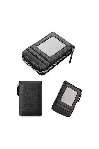 Trendooze Linjinxu Deabolar Çok Yuvalı Kart Tutucu Fermuarlı Kimlik Kapağı Pu Deri Bozuk Para Kesesi Gri Diğer