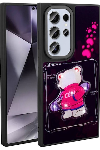 Zore Galaxy Uyumlu S24 Ultra Kılıf Parlayan Kabartmalı İkonik Figürlü Amas Silikon Kapak Mor