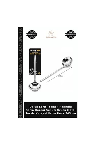 Delux Serisi Yemek Hazırlığı Sofra Düzeni Sunum Ürünü Metal Servis Kepçesi Krom Renk 245 Cm
