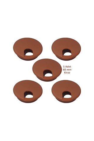 Masa Üstü Kablo Kanalı Deliği Kapağı, Kiraz, Masa Kapağı, 6 Cm, 5 Adet