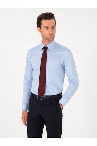Cacharel Açık Mavi Slim Fit Pamuklu Klasik Gömlek Denım