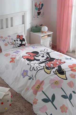 Özdilek Lisanslı Disney Minnie Mouse Flowers Tek Nevresim Takımı Beyaz