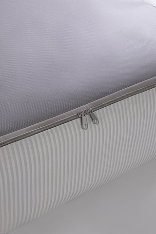 Ocean Home Textile 2'li Büyük Boy Gri Çizgili Stuff & Things Baza Altı Hurç Set 62 X 46 X 22 Cm Gri