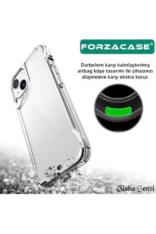 Apple Uyumlu iPhone Forzacase 14 İle Gladia Serisi Kamera Köşe Korumalı Sert Plastik Şeffaf Kılıf