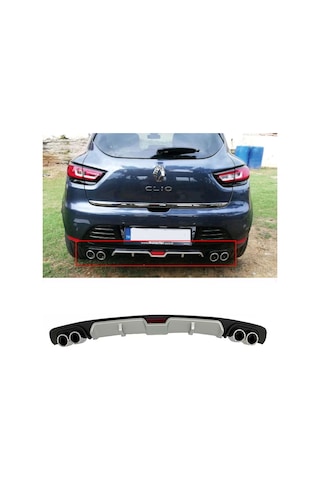 Renault Clio Mk4 Gri Difüzör 4 Krom Uyumluegzoz Görünümlü Difizör Arka Ek Body Kit 2012-2019