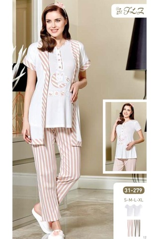 Flz 31-279 Hamile Lohusa Yeni Sezon Spor 3 Lü Pijama Sabahlık Ta Mint
