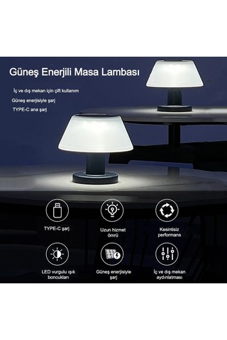 Masa Lambası Modern Tasarım Su Geçirmez Güneş Enerjili 4 Kademeli Dim Led Ayarlanabilir Çok Renkli