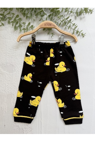 Ördek Baskılı Yazlık Pijama Takımı -1162 Siyah