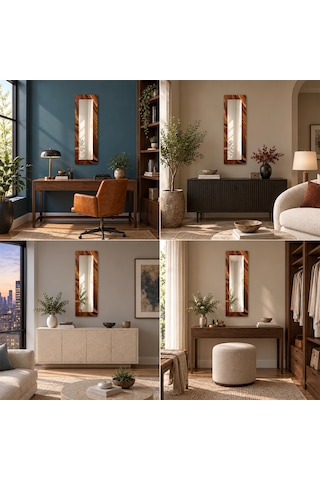 Zamanın Kıvrımı Dikey Panoramik Aynalı Dekoratif Cam Tablo - 36 X 110 Cm