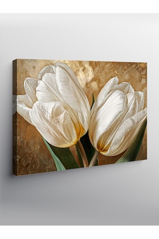 Kanvas Tablo Beyaz Lale Buketi 100cmx140cm
