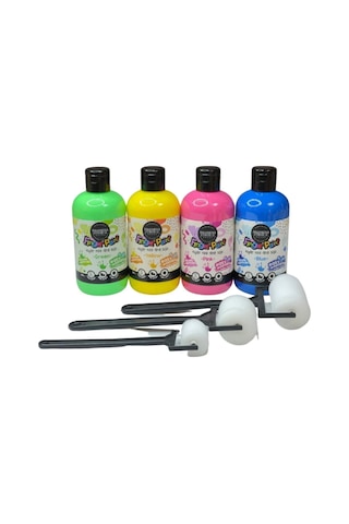 4'lü Mammacomica Yıkanabilir Parmak Boyası-4 250ml- 3'lü Sünger Roller