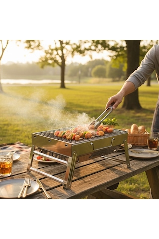 Madfox Roadtrip Portatif Katlanır Bbq Mangal Açık Gri