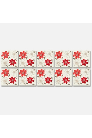 Tink Kırmızı Çiçek Desenli Pvc Karo Diğer