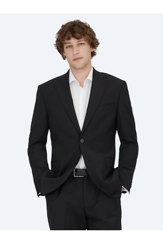 Siyah Desenli Modern Fit Yün Karışımlı Takım Elbise Siyah