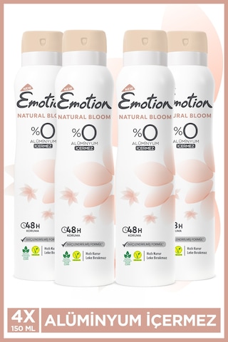 Natural Bloom Kadın Alüminyumsuz Vegan Deodorant 4x150 ML Hızlı Kurur, Leke Bırakmaz