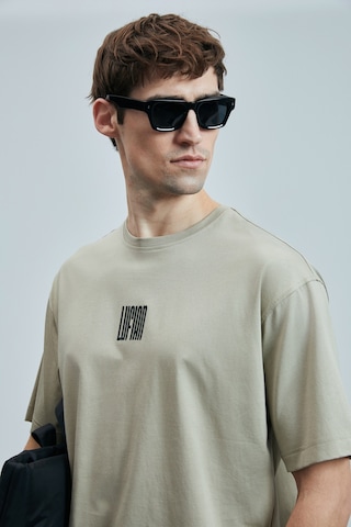 Lufian Erkek Helıx Modern Grafik T-shirt 111020245 Bej Bej