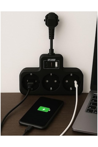 Duvar Tipi Grup Priz Çoğaltıcı, Yüksek Voltaj Korumalı Priz, 3x Priz 2x, Type-c, 1x Usb, 16a, 3680w 0.13 M