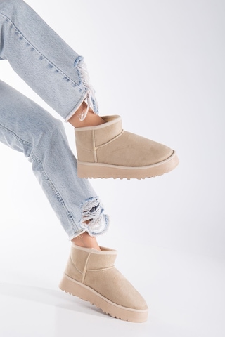 Viola Kalın Taban Bilek Boy Ugg Leopar Bej