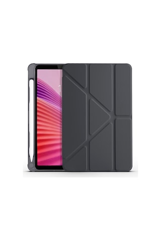 Maks Technology Lenovo Tab One 8.7 Tb-305fu Kılıf Mkst Tri Folding Kalem Bölmeli Standlı Kılıf - Siyah Tablet Kılıfı