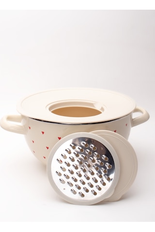 Cupid Emaye Rendeli Karıştırma Ve Salata Kabı 26 Cm 5 Litre Ocağa Da Koyulabilir Krem