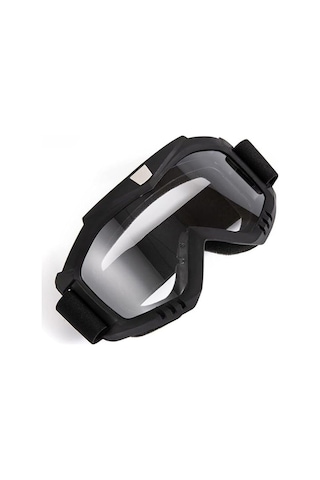 Motosiklet Ve Bisiklet Motocross Gözlük Lastikli Siyah Cam Kross Model Prof Motor Gözlüğü