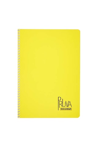 Meteksan Pruva A4 Pet Spiralli Karton Kapaklı Defter 144 Yaprak - Kareli - Sarı
