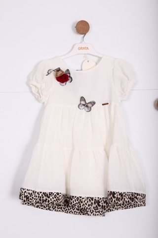 Xo Kids Kız Çocuk Elbise 4-8 Yaş 9213 Beyaz