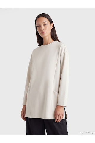 Lcw Everyday Bej Bisiklet Yaka Soft Touch Kadın Tunik