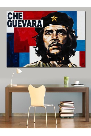 Che Guevara Portre İllüstrasyon Dekoratif Kanvas - Mdf Ahşap Tablo