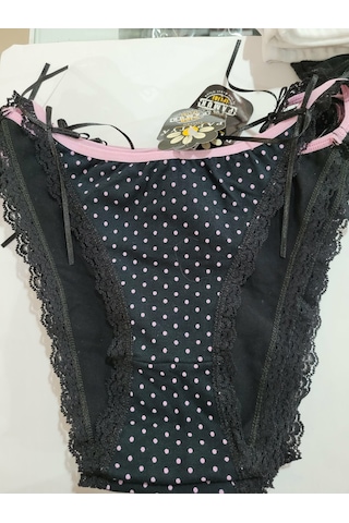 Papatya Penye Dantelli Kadın Slip Külot V59 Siyah-Pembe Papatya Penye Dantelli Kadın Slip Külot V59 Siyah-Pembe