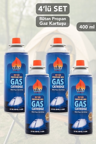 4 Adet Bütan Propan Gaz Kartuşu - Valfli Kartuş Kamp Ocağı Gazı 227 Gr Beyaz
