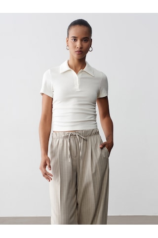 Dilvin 32614 Polo Yaka Top-ekru Ekru