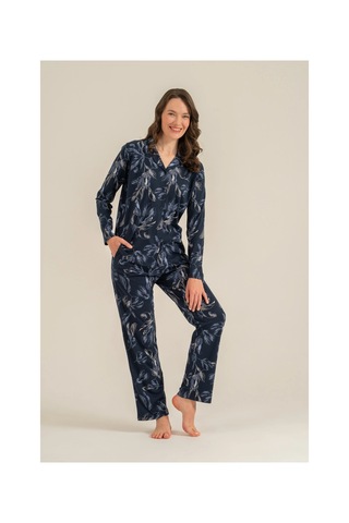 Moda Dua Pierre Cardin 9259-s Kadın Uzun Kol Gömlek Pijama Takımı lacivert