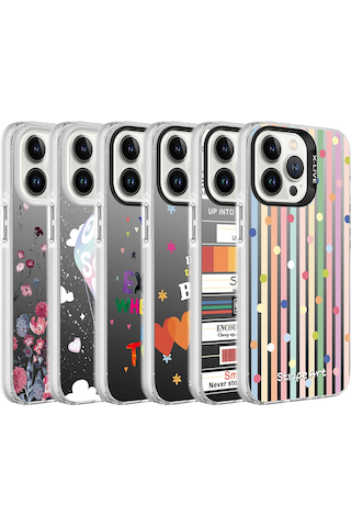 Goocamp Apple iPhone 13 Pro Max Uyumlu Desenli Silver Sert Kılıf-mottolar Mottolar