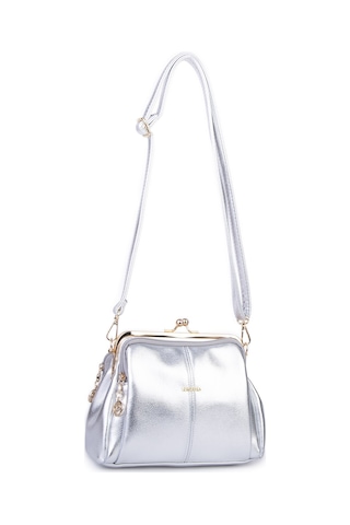 Nas Bag Burslu Klipsli Vintage Omuz Ve Çapraz Çanta 23x20 Cm Ebatlarındadır Gümüş