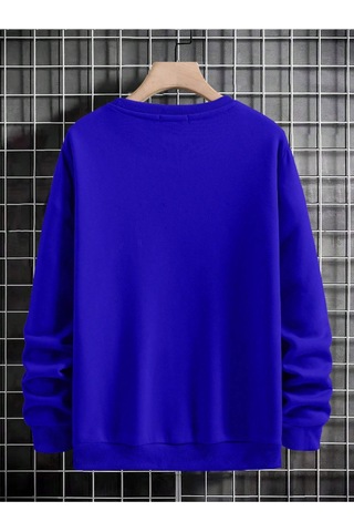 Startmore Mavi Unisex Kadın/erkek Hands Renkli Oversize Bisiklet Yaka Pamuklu