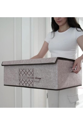 Flosoft 3 Adet Keçe Kapaklı Baza Hurcu, Çok Amaçlı Düzenleyici Organizer 50x40x19 Cm Krem