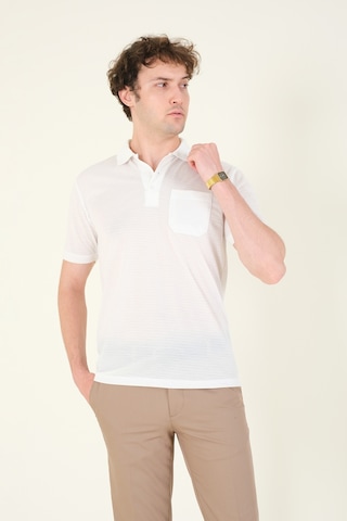 Giyim Dünyası Erkek Jakarlı Cepli Polo Yaka T-shirt Beyaz 001