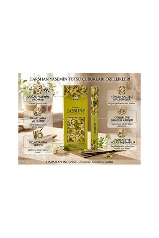 Darshan Jasmine Yasemin Kokulu Çubuk Tütsü 20 Adet