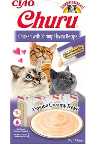 Ciao Churu Cream Tavuklu Ve Karidesli Kedi Ödül Kreması 4 X 14 Gr