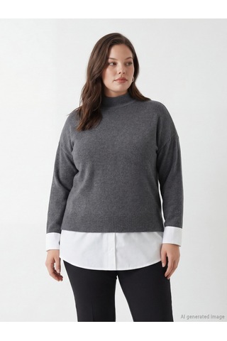Lcwaıkıkı Classic Antrasit Soft Touch Oversize Kadın Sweatshirt Tunik