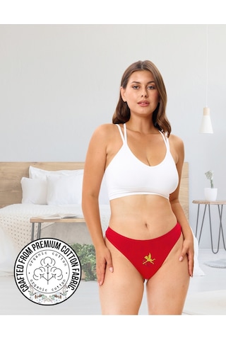 Alya Underwear Yeni Yıl Temalı Baskılı String, Kırmızı Tanga Külot Aşk Tanrısı Tekli Paket Kırmızı At Baskılı